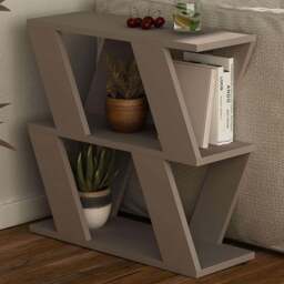 Decortie Lazena 2 Shelf Mocha Grey Modern Side End Table - Size: 55.4 x 60 x 21.2cm - Wilko