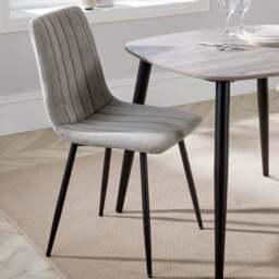Core Products Aspen Set of 2 Grey and Black Straight Stitch Cord Dining Chair - Wilko