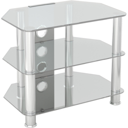AVF Classic 2 Shelf Clear and Chrome Glass Corner TV Unit with Cable Management - AVF Group Ltd - Wilko - thumbnail 3