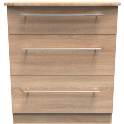 Crowndale Sherwood 3 Drawer Bardolino Oak Deep Chest of Drawers - Brown - Wilko - thumbnail 3