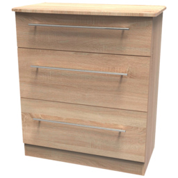 Crowndale Sherwood 3 Drawer Bardolino Oak Deep Chest of Drawers - Brown - Wilko - thumbnail 5