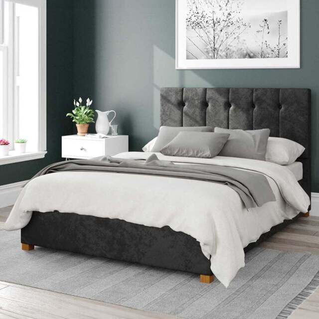 Aspire Hepburn King Size Black Mirazzi Velvet Ottoman Bed - Aspire Beds - Wilko - image 1