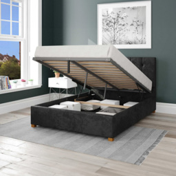Aspire Hepburn King Size Black Mirazzi Velvet Ottoman Bed - Aspire Beds - Wilko - thumbnail 3