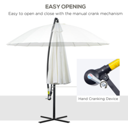 Outsunny Off White Crank Handle Cantilever Banana Parasol 3m - Cream - Wilko - thumbnail 5