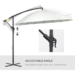 Outsunny Off White Crank Handle Cantilever Banana Parasol 3m - Cream - Wilko - thumbnail 6