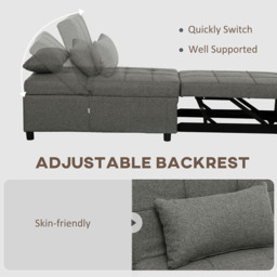 HOMCOM 4-in-1 Charcoal Grey Pull Out Sleeper Chair Bed with Pockets - Size: Single - Wilko - thumbnail 7