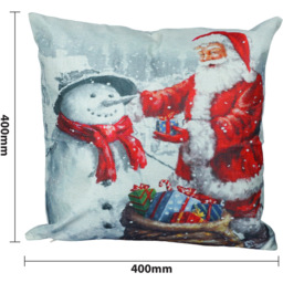 Xmas Haus Festive Santa and Snowman Christmas Cushion 40 x 40cm - Size: 400 x 400 x 150cm - White - Wilko - thumbnail 5