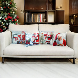 Xmas Haus Festive Santa and Snowman Christmas Cushion 40 x 40cm - Size: 400 x 400 x 150cm - White - Wilko - thumbnail 4