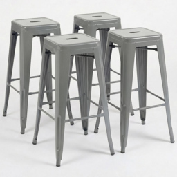 FWStyle Silver Gloss Metal Bar Stool 4 Pack - Size: Set of 4 - Wilko - thumbnail 5