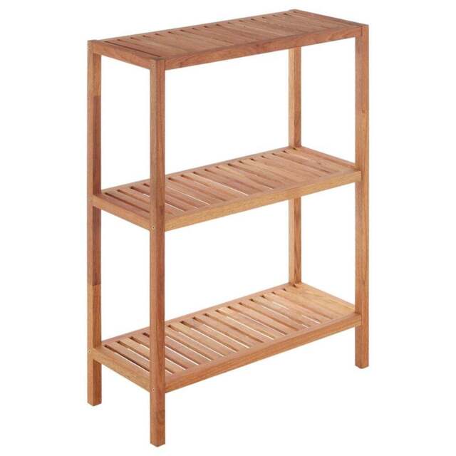 Premier Housewares 3 Tier Wooden Bathroom Shelf Unit - Size: 65 x 27 x 85cm - Wilko - image 1