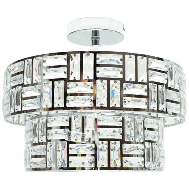 ValueLights Elise 2 Tier Silver Acrylic Jewel LED Ceiling Light - Wilko - image 1