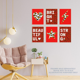 Wee Blue Coo Red and Orange Leopard Pattern Bold Shapes Wall Art Print 30 x 41cm 6 Pack - Size: 40.5 x 30.5 x 0.3cm - Wilko - thumbnail 4