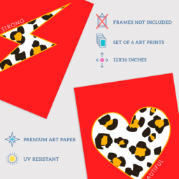 Wee Blue Coo Red and Orange Leopard Pattern Bold Shapes Wall Art Print 30 x 41cm 6 Pack - Size: 40.5 x 30.5 x 0.3cm - Wilko - thumbnail 5