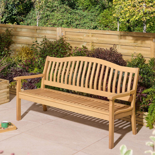 Rowlinson Hemsway 3 Seater Natural Garden Bench - Brown - Wilko - image 1