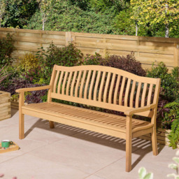 Rowlinson Hemsway 3 Seater Natural Garden Bench - Brown - Wilko - thumbnail 1