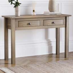 Home Vida Panama 2 Drawer Solid Pine Console Table - Size: 40 x 110 x 72cm - Brown - Wilko