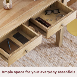 Home Vida Panama 2 Drawer Solid Pine Console Table - Size: 40 x 110 x 72cm - Brown - Wilko - thumbnail 6