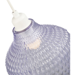 Happy Homewares Soft Lilac and Purple Curvy Diamond Etched Glass Pendant Shade - Size: 25 x 21 x 21cm - Wilko - thumbnail 6