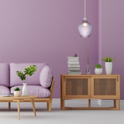 Happy Homewares Soft Lilac and Purple Curvy Diamond Etched Glass Pendant Shade - Size: 25 x 21 x 21cm - Wilko - thumbnail 3