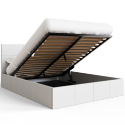 GFW Small Double White Faux Leather End Lift Ottoman Bed with Bonnell Mattress - Wilko - thumbnail 6