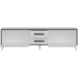 Decorotika Tex 2 Drawers 2 Door White and Anthracite Wide TV Unit - Size: 45.7 x 160 x 35cm - Multi - Wilko - thumbnail 3