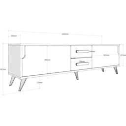 Decorotika Tex 2 Drawers 2 Door White and Anthracite Wide TV Unit - Size: 45.7 x 160 x 35cm - Multi - Wilko - thumbnail 6