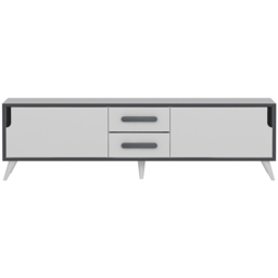 Decorotika Tex 2 Drawers 2 Door White and Anthracite Wide TV Unit - Size: 45.7 x 160 x 35cm - Multi - Wilko - thumbnail 4