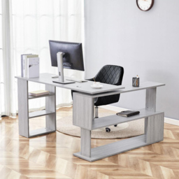 Kosy Koala Grey Wooden L Shaped Office Desk with Black Velvet Upholstered Chair - Wilko - thumbnail 3