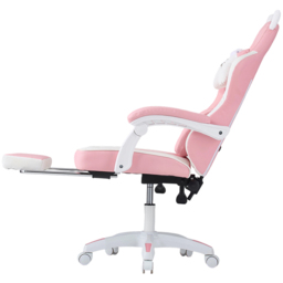 Living and Home White and Pink Cat Ear Design Gaming Chair with Massage Lumbar Pillow - Size: 123 x 59 x 88cm - White + Pink - Wilko - thumbnail 4