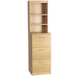 R White Cabinets 3 Drawer 3 Shelf Brown Filing Cabinet with Hutch - Size: 182.8 x 47.9 x 54cm - Wilko - thumbnail 3