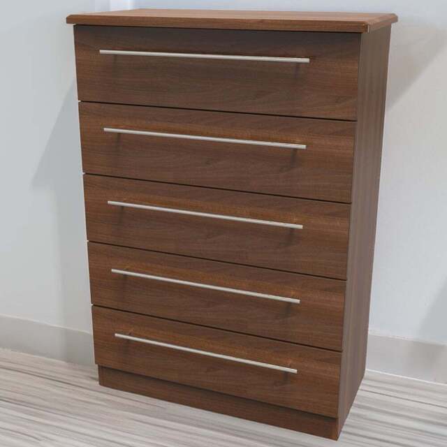 Crowndale Sherwood 5 Drawer Noche Walnut Chest of Drawers - Brown - Wilko - image 1