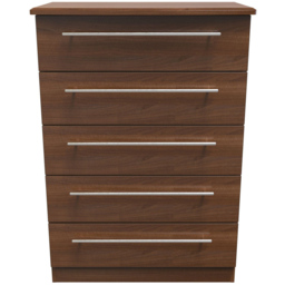 Crowndale Sherwood 5 Drawer Noche Walnut Chest of Drawers - Brown - Wilko - thumbnail 3