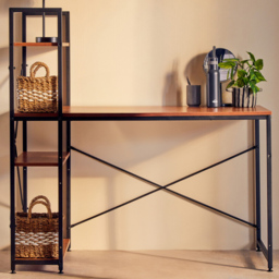 Premier Housewares Laxton Red Pomelo Desk with Shelves - Size: 120 x 60 x 121cm - Multi - Interiors by Premier - Wilko