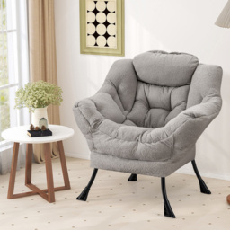 Costway Grey Large Lazy Chair With Pillow and Storage Pocket - Size: Single - Wilko - thumbnail 4