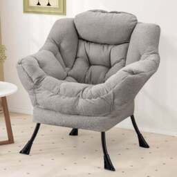 Costway Grey Large Lazy Chair With Pillow and Storage Pocket - Size: Single - Wilko