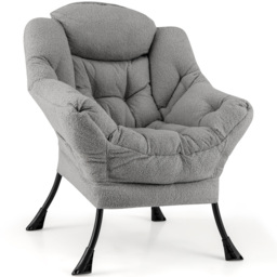 Costway Grey Large Lazy Chair With Pillow and Storage Pocket - Size: Single - Wilko - thumbnail 3