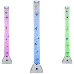 ValueLights Colour Changing Sensory Bubble Floor Lamp 120cm - Size: 119 x 21.5 x 21.5cm - Silver - Wilko