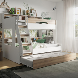 Flair Interstellar Triple Oak Bunk Bed - Size: Single + Small Double - Brown - Wilko - thumbnail 7