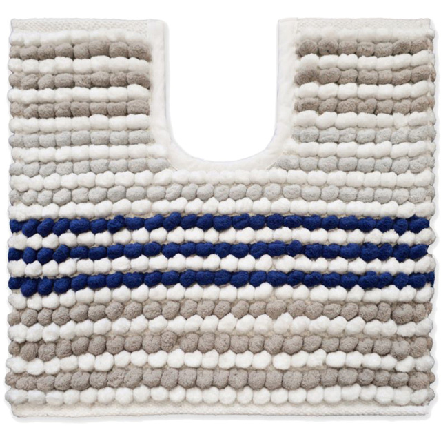 Allure Bath Fashions Navy Striped Chunky Bobble Pedestal Mat 50 x 50cm - Blue - Wilko - image 1