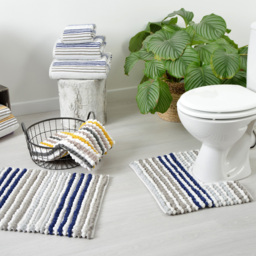 Allure Bath Fashions Navy Striped Chunky Bobble Pedestal Mat 50 x 50cm - Blue - Wilko - thumbnail 3