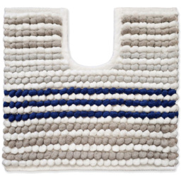 Allure Bath Fashions Navy Striped Chunky Bobble Pedestal Mat 50 x 50cm - Blue - Wilko