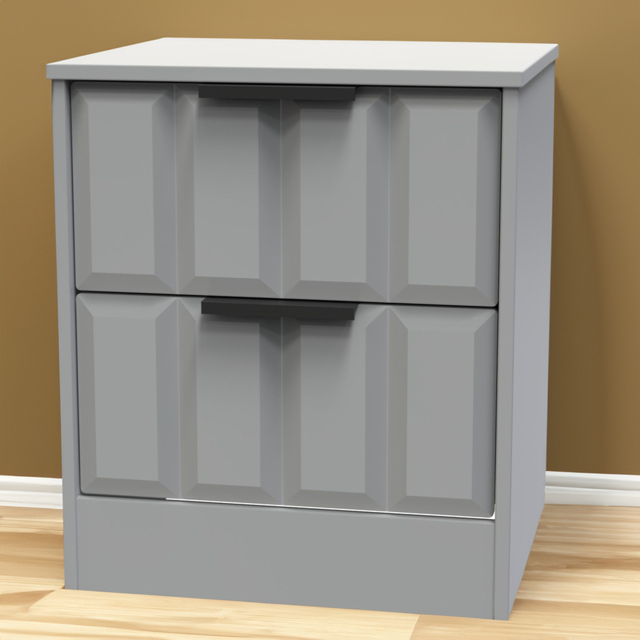 Crowndale New York 2 Drawer Dusk Grey Bedside Cabinet Ready Assembled - Wilko - image 1