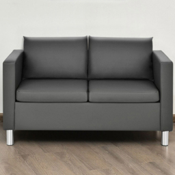 Costway 2 Seater PU Leather Accent Loveseat Tub Sofa - Grey - Wilko
