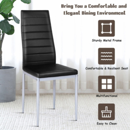 Costway Set of 4 Black High Back Dining Chairs - Wilko - thumbnail 6