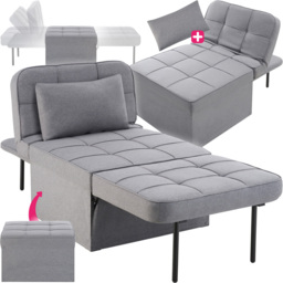 tectake Ponto 4 in 1 Grey Lounger Chair - Size: Single - Wilko - thumbnail 3