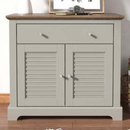 GFW Salcombe 2 Door Single Drawer Light Grey Compact Sideboard - Size: 39.8 x 82.2 x 74.4cm - Wilko - thumbnail 1