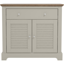 GFW Salcombe 2 Door Single Drawer Light Grey Compact Sideboard - Size: 39.8 x 82.2 x 74.4cm - Wilko - thumbnail 3