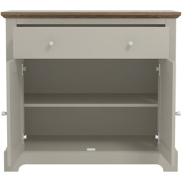 GFW Salcombe 2 Door Single Drawer Light Grey Compact Sideboard - Size: 39.8 x 82.2 x 74.4cm - Wilko - thumbnail 4