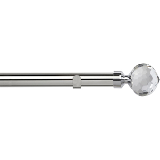 New Edge Blinds 140cm Fixed Length Chrome Eyelet Metal Curtain Pole Set with Bella Finial - Wilko - image 1