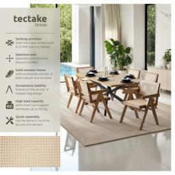 Tectake Lizzy Light Oak Rattan Backrest Dining Chair - Size: Single - Brown - Wilko - thumbnail 7
